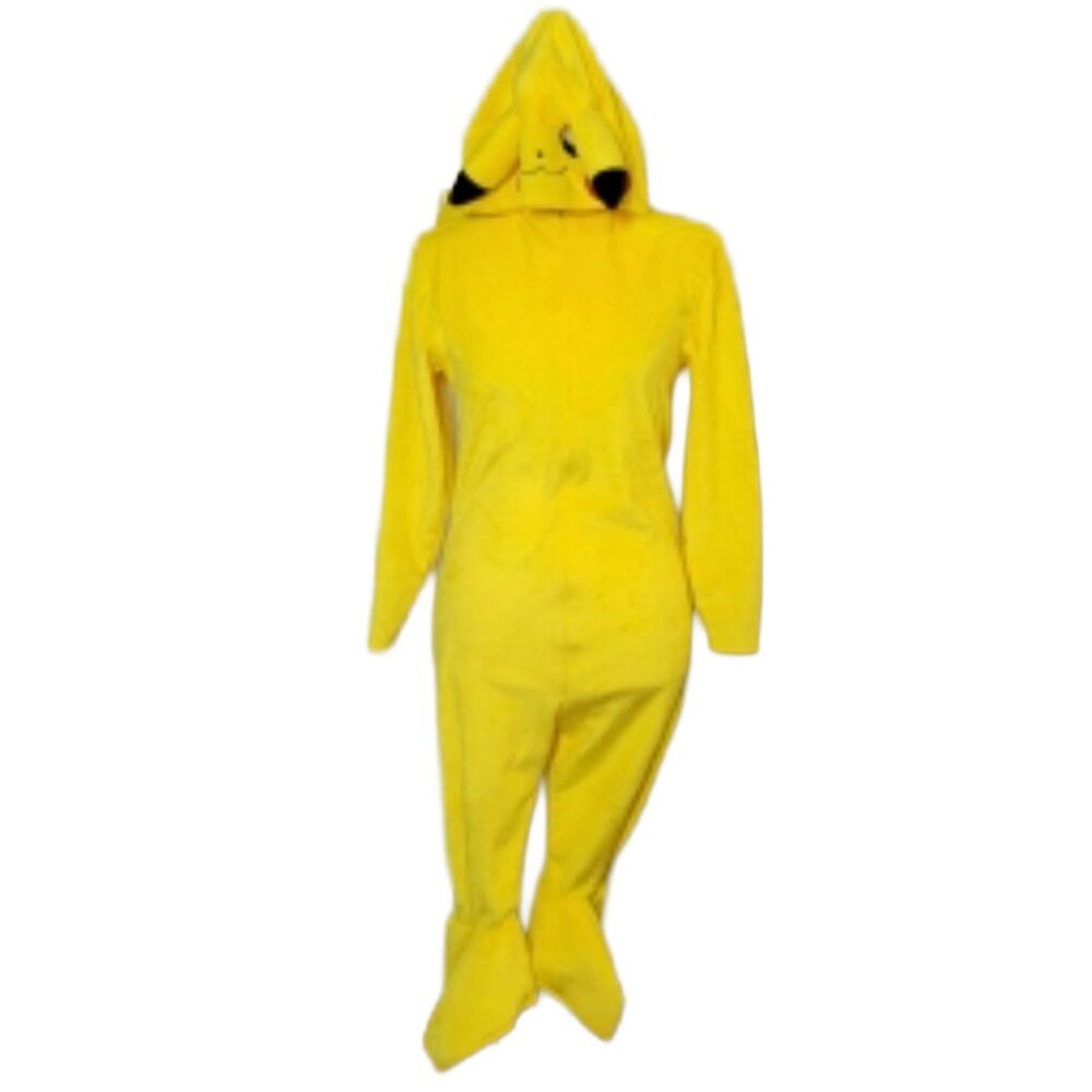 Pokemon Pikachu Kids 3-4 One Piece Pajamas Costume Kigurumi Cosplay Fleece Hood